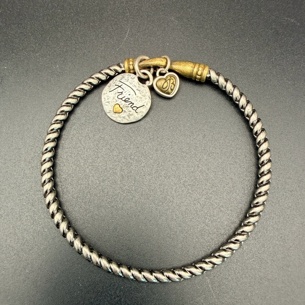 Brighton silver plated cable two-tone “mother/friend” bracelet